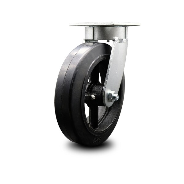 8 Inch Kingpinless Rubber on Steel Wheel Swivel Top Plate Caster